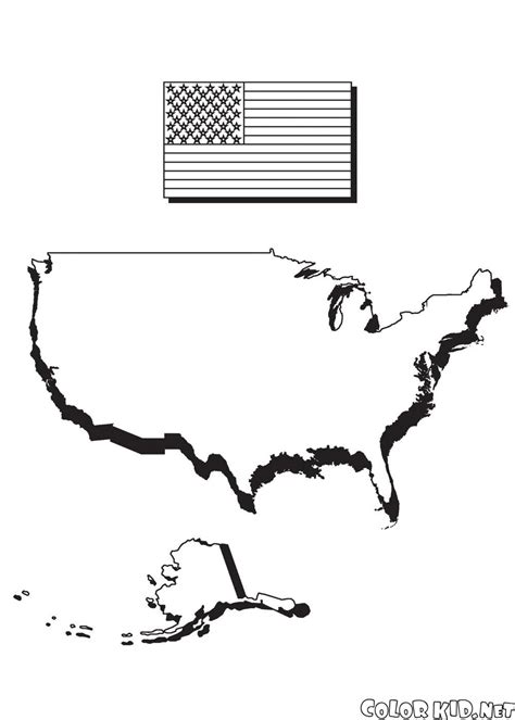 Coloring Page American Flag Map