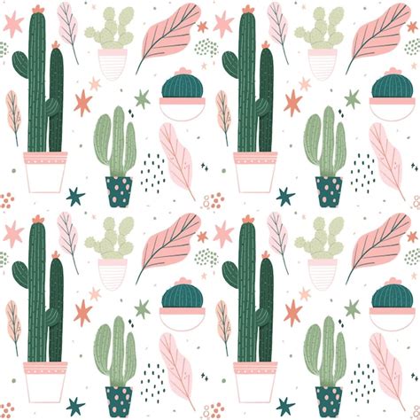 Free Vector Colorful Cactus Pattern