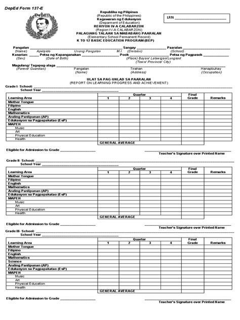 Deped Form 137 E Pdf Advanced Placement Value Ethics