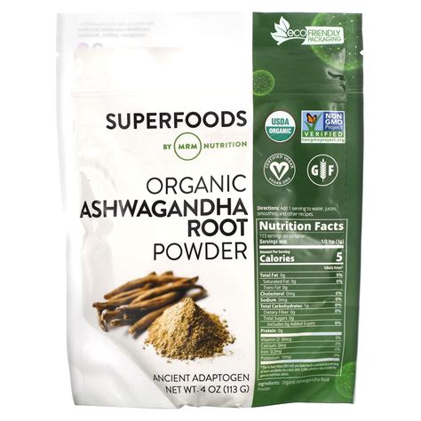 MRM Nutrition Organic Ashwagandha Root Powder 4 Oz 113 G