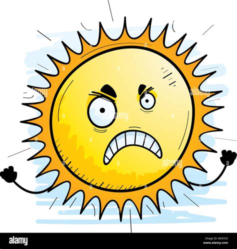 A Cartoon Illustration Of The Sun Looking Angry Stock Vector Image