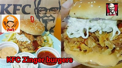 To assemble, place your zinger patty on the bottom bun half, followed by red onion slices, a slice of tomatoes, shredded lettuce and sweet mayonnaise. KFCstyle burger/zinger burger/KFCzinger burger at home/KFC ...