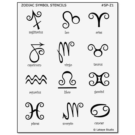 Zodiac Symbols Tattoo Designs Henna And Jagua Body Art Stencils Mehndi