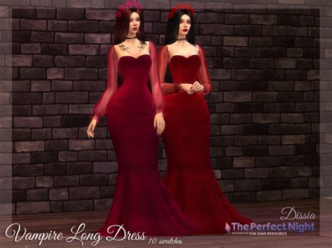 The Perfect Night Vampire Long Dress By Dissia From Tsr • Sims 4