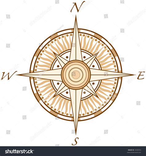 Detailed Compass A Nice Addition To Any Map Stock Photo 3430353