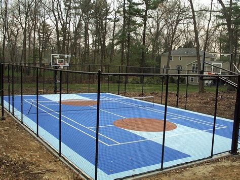 Backyard Basketball And Tennis Courts In Lynnfield Traditional