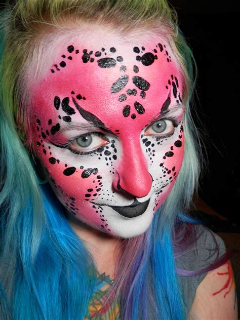 Pink Leopard Face Painting By Painted Mistress Leopard Face Paint