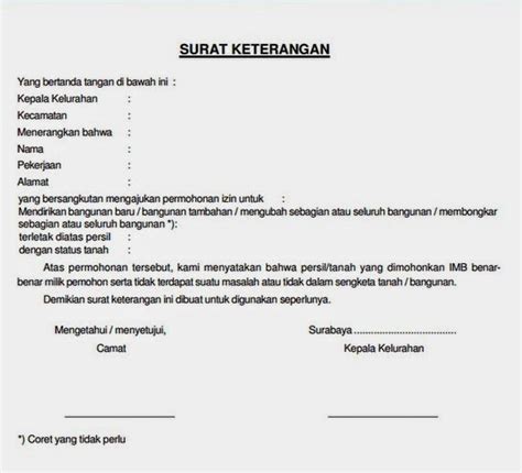 Detail Contoh Surat Keterangan Imb Dalam Proses Koleksi Nomer