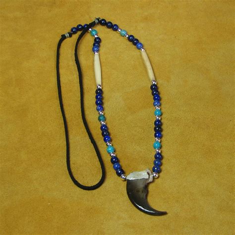 Single Bear Claw And Fossil Beads And Gemstones Necklace Mesa Farm