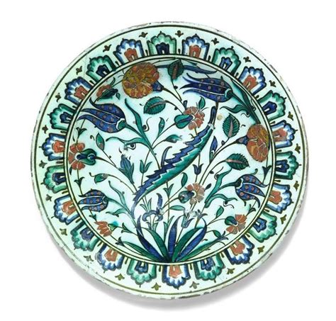 Sold Price An Iznik Polychrome Pottery Dish With Gold Highlights
