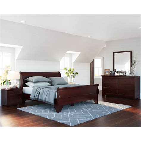Carina Contemporary Mahogany Wood 4 Piece Bedroom Set
