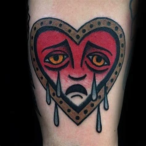 50 Crying Heart Tattoo Designs For Men Cool Ink Ideas