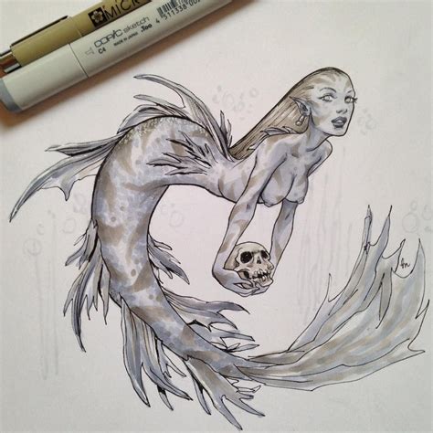 Because Mermaids Day 15 Inktober Copic Mermaid Art Inspiration