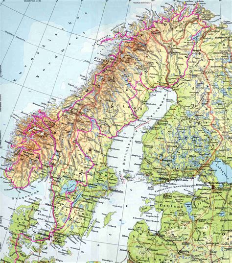 Karta Skandinavien Skandinavien Scandinavia Mappa Karta Fisico Norvege