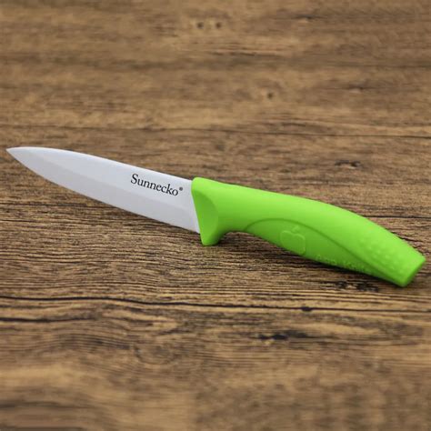 Sunnecko 4 Inches Utility Kitchen Knife With Green Pptpr Handle