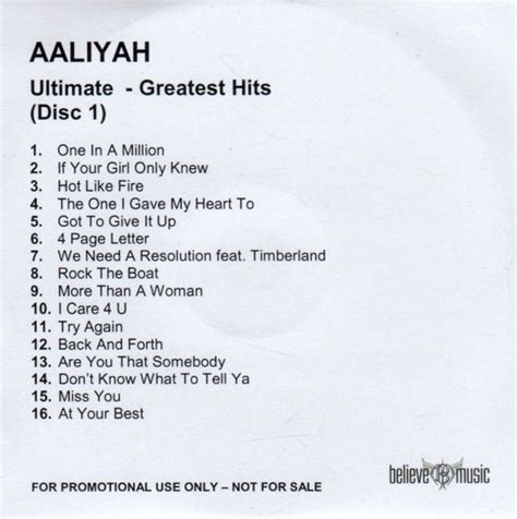 Aaliyah Ultimate Greatest Hits 2005 Cdr Discogs