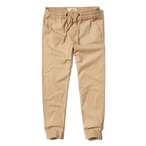 Lyst Hollister Twill Jogger Pants In Natural For Men