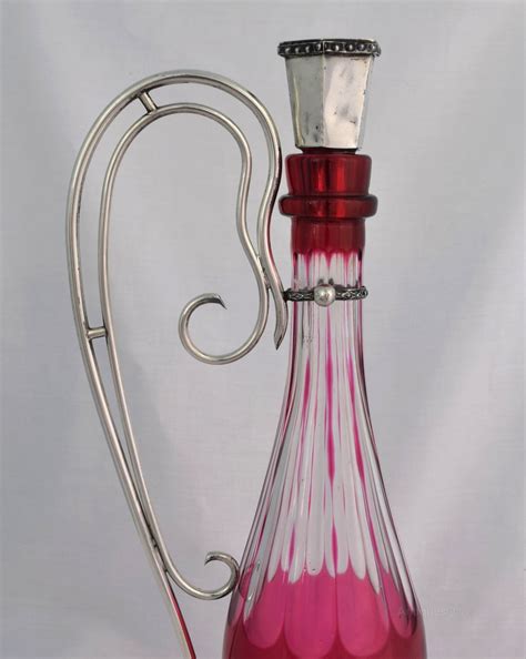 Antiques Atlas Bohemian Ruby Overlaid Glass Decanter Silver Frame