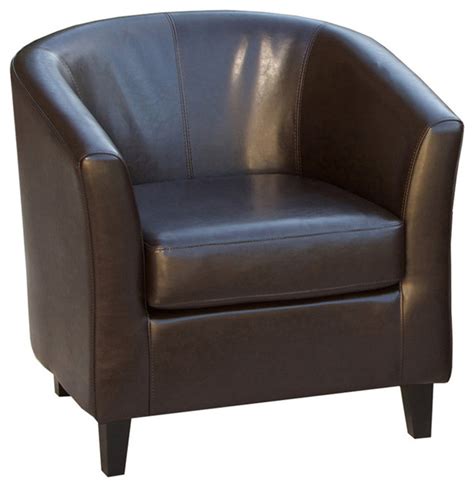 Its subtle design adds to your style and ties together your earthy colour palate with its brown top grain leather. Petaluma Tub Design Leather Club Chair - Contemporary ...