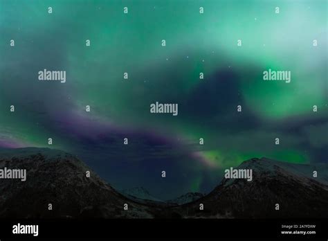 The Northern Lights Aurora Borealis Seen Neat Tromsø In Northern