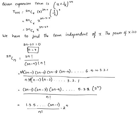 prove that the term independent of x in the expansion of left x dfrac{1}{x}right {2n} is dfrac