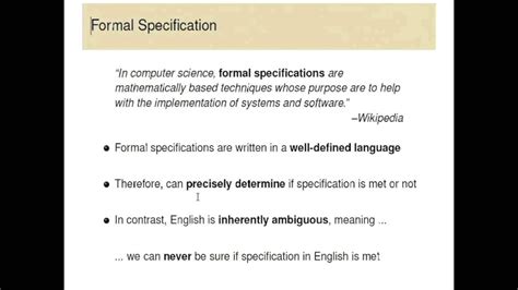 Introduction To Program Specification Youtube