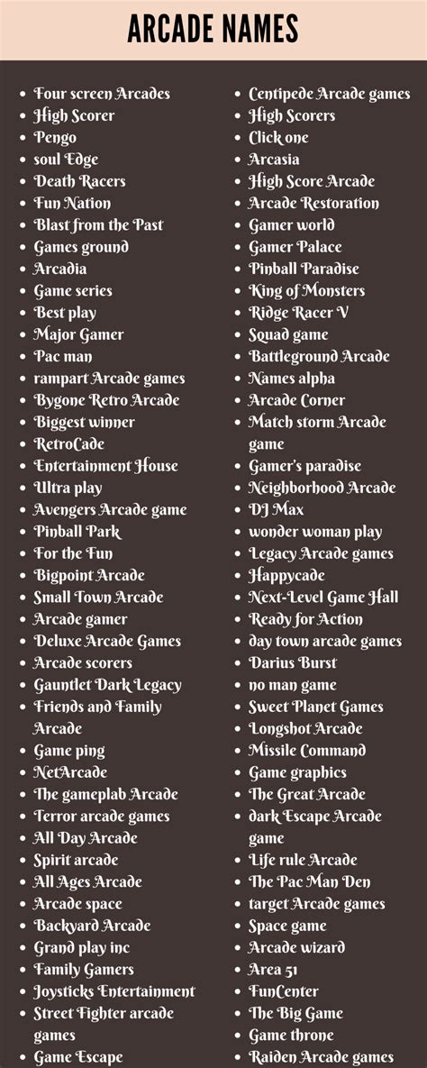 400 Catchy Arcade Names Ideas And Suggestions