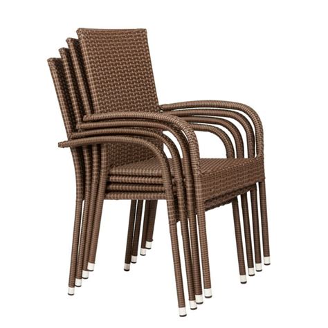 Balkene Home Morgan Resin Wicker Stacking Patio Dining Chair 4 Pack In