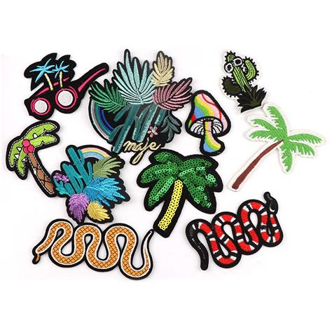 Embroidery Coconut Tree Patches For Clothing Sea Summer Style Iron On