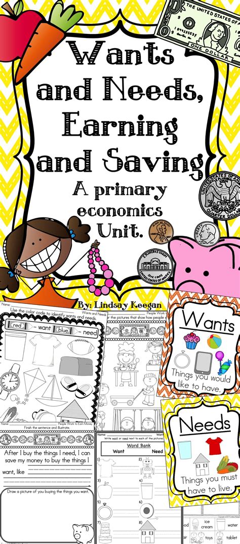 Wants and Needs, Earning and Saving - Perfect for your Needs and Wants Unit | Kindergarten 