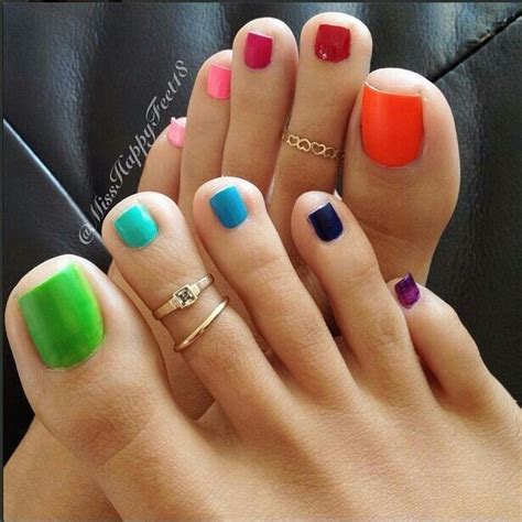rainbow toe nails 🌈 rainbow toe nails trendy nails toe nail color