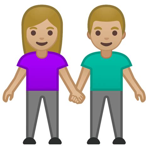 Medium Til Lys Teint Mand Og Kvinde Hånd I Hånd Emoji Clipart Gratis