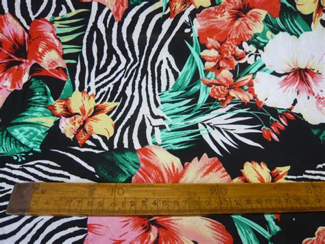 10mts Zebra Floral Print Stretch Fabric International Fabrics