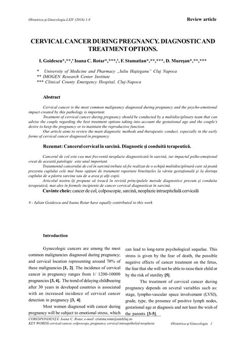 Cervical cancer is the second most common malignancy in women worldwide. (PDF) Cervical cancer during pregnancy. Diagnostic and ...