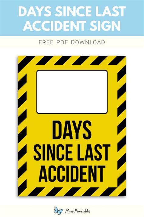 Printable Days Since Last Accident Sign Template Workplace Safety