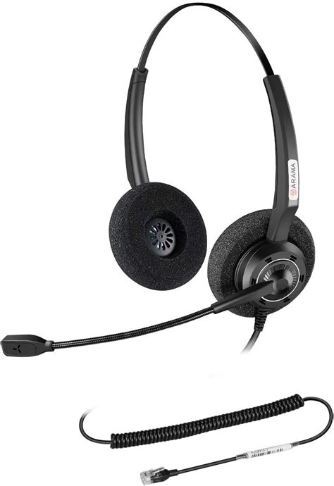 Corded Telephone Headset Dual Wpro Noise Canceling Mic Rj9 Headset For