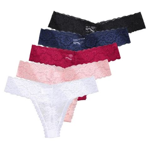 5 Pack Lace Panties For Women G String Breathable Thongs Low Rise Underwear Hipster Panties