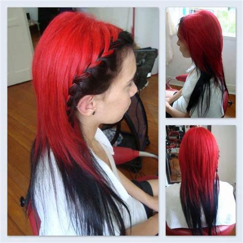 Half Red Half Black Braided Hair Hair Pinterest