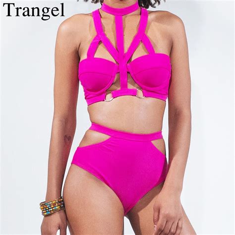 Trangel String Swimwear 2018 New Sexy High Waist Bandage Bikini Set Push Up Swimsuit Hollow Out