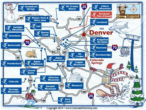 Denver Ski Resorts Map Map Of Denver Ski Resorts Colorado Usa