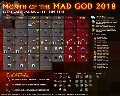 Twelve months in one or separate worksheets. Month of The Mad God 2018! Event Calendar - Official ...