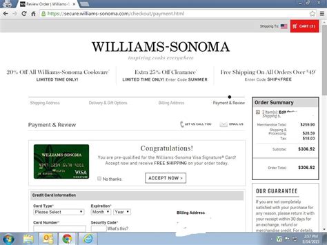 Credit score preventing you from successfully applying to williams sonoma credit card visa? William Sonoma Shopping Cart Trick - myFICO® Forums