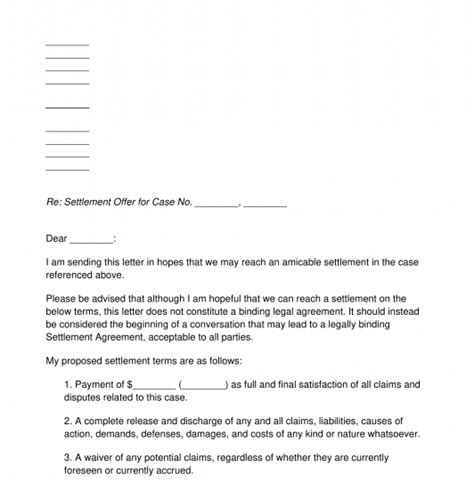 Settlement Offer Letter Template Word And Pdf