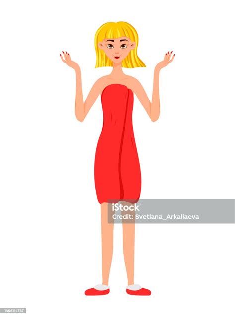 Beauty Woman Spreads Her Hands Cartoon Style Vector Illustration Stock