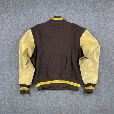 Vintage Varsity Jacket Letterman Wool Size L Leather Jacket Etsy