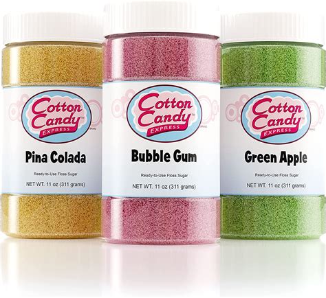 Cotton Candy Express Floss Sugar Variety Pack With 3 11oz