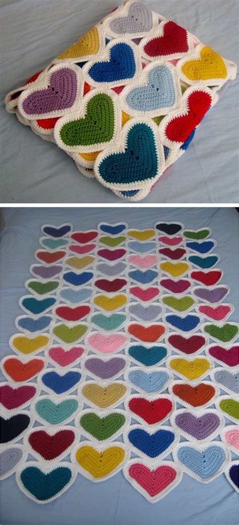 Crochet Hearts Blanket Free Pattern Crochetbeja