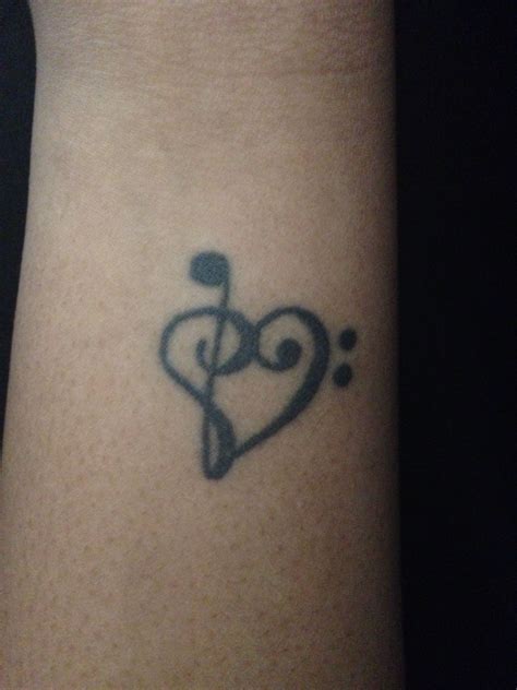 Treblebass Clef Heart Music Tattoo
