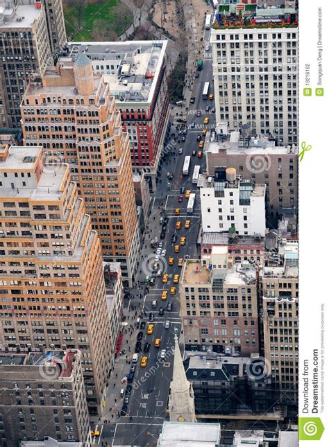 New York City Manhattan Street Aerial View Stock Photo Image Of Road