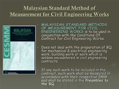 Ppt Lecture 1 Malaysian Standard Methods Of Measurement For Civil